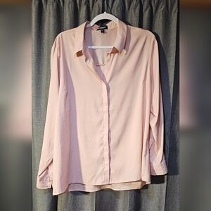 Express Satin Portofino Shirt Size XL Pink With Peach Tones